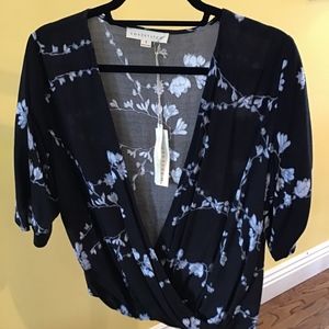 Lovestitch cross front blouse with flutter sleeves